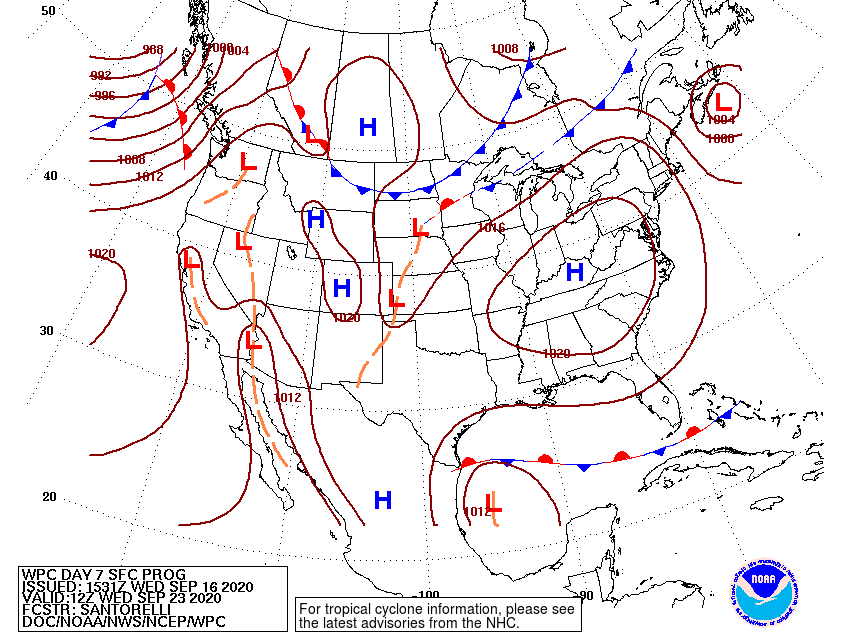 Forecast map for next Wednesday